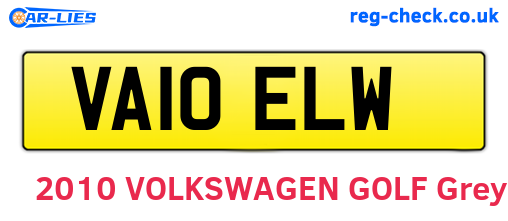 VA10ELW are the vehicle registration plates.