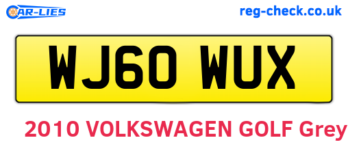 WJ60WUX are the vehicle registration plates.