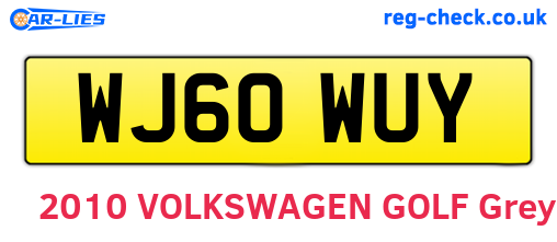 WJ60WUY are the vehicle registration plates.