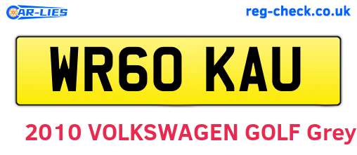 WR60KAU are the vehicle registration plates.