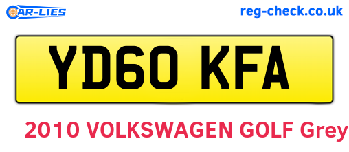 YD60KFA are the vehicle registration plates.