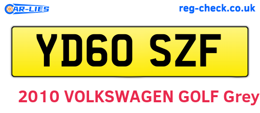 YD60SZF are the vehicle registration plates.