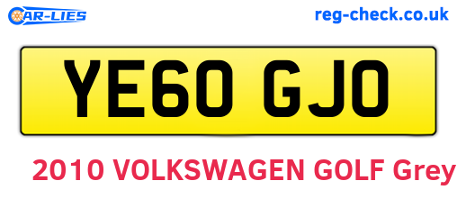 YE60GJO are the vehicle registration plates.