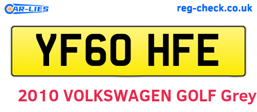 YF60HFE are the vehicle registration plates.