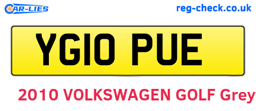 YG10PUE are the vehicle registration plates.