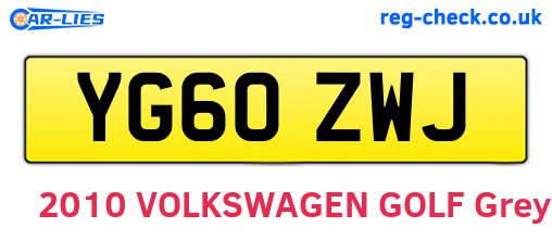 YG60ZWJ are the vehicle registration plates.