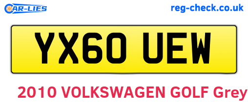YX60UEW are the vehicle registration plates.