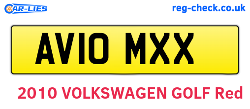 AV10MXX are the vehicle registration plates.
