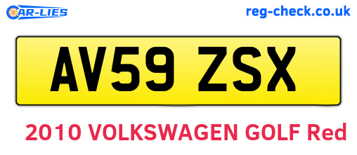 AV59ZSX are the vehicle registration plates.