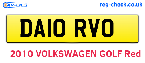 DA10RVO are the vehicle registration plates.