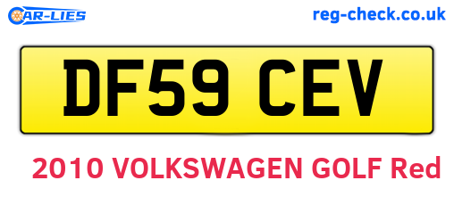 DF59CEV are the vehicle registration plates.