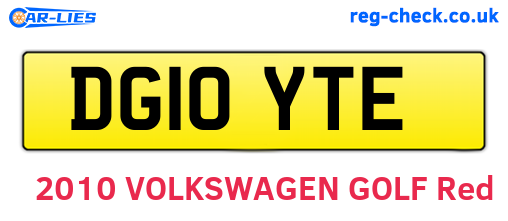 DG10YTE are the vehicle registration plates.