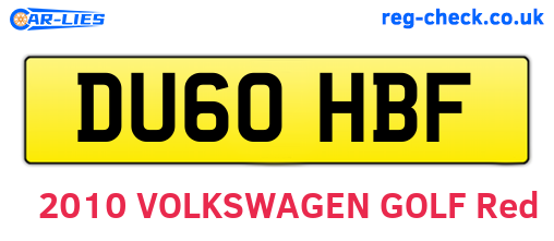 DU60HBF are the vehicle registration plates.