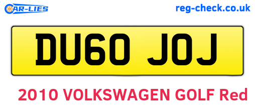 DU60JOJ are the vehicle registration plates.