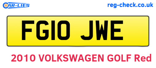 FG10JWE are the vehicle registration plates.