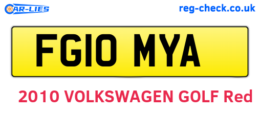 FG10MYA are the vehicle registration plates.