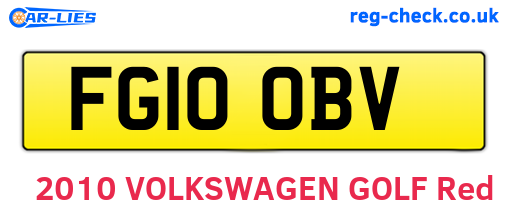 FG10OBV are the vehicle registration plates.