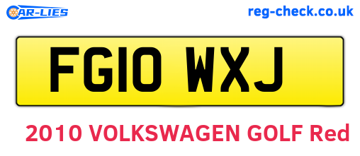 FG10WXJ are the vehicle registration plates.