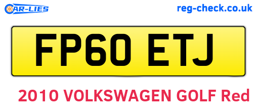 FP60ETJ are the vehicle registration plates.