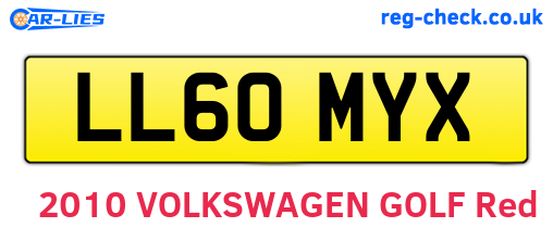 LL60MYX are the vehicle registration plates.