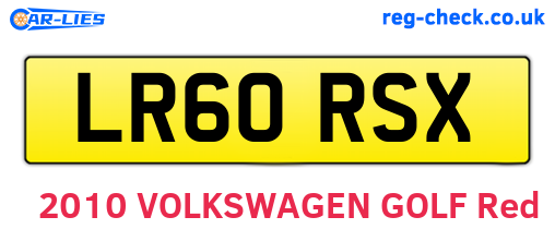 LR60RSX are the vehicle registration plates.