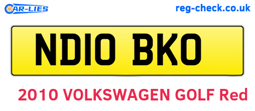ND10BKO are the vehicle registration plates.