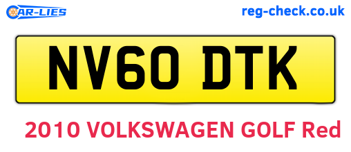 NV60DTK are the vehicle registration plates.