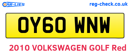OY60WNW are the vehicle registration plates.