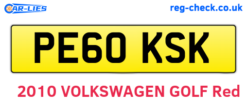 PE60KSK are the vehicle registration plates.