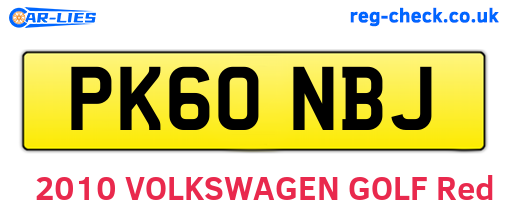 PK60NBJ are the vehicle registration plates.