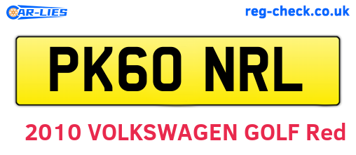 PK60NRL are the vehicle registration plates.