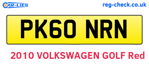 PK60NRN are the vehicle registration plates.