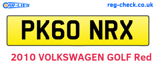PK60NRX are the vehicle registration plates.