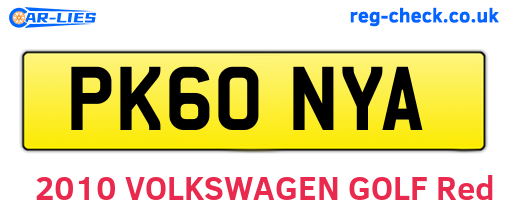 PK60NYA are the vehicle registration plates.