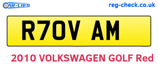 R70VAM are the vehicle registration plates.