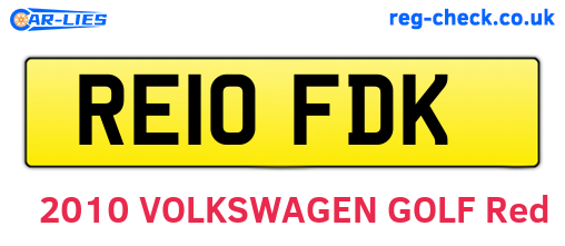 RE10FDK are the vehicle registration plates.