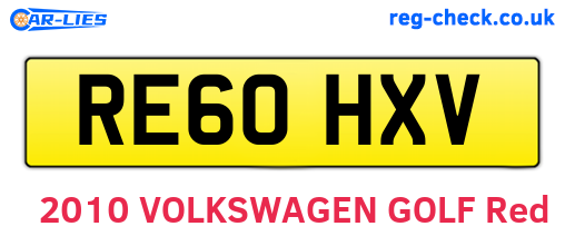 RE60HXV are the vehicle registration plates.