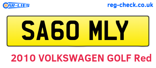 SA60MLY are the vehicle registration plates.