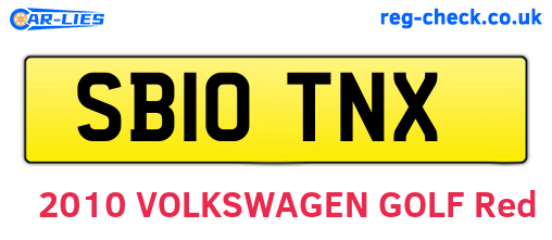 SB10TNX are the vehicle registration plates.