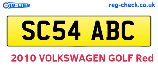 SC54ABC are the vehicle registration plates.