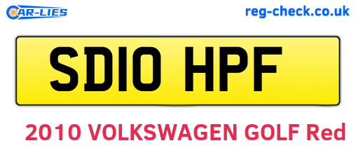 SD10HPF are the vehicle registration plates.