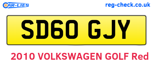 SD60GJY are the vehicle registration plates.
