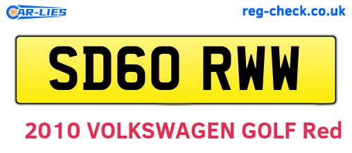 SD60RWW are the vehicle registration plates.