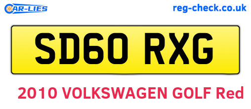 SD60RXG are the vehicle registration plates.
