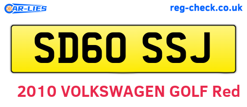 SD60SSJ are the vehicle registration plates.