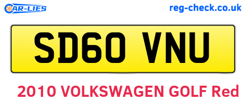 SD60VNU are the vehicle registration plates.