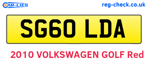 SG60LDA are the vehicle registration plates.