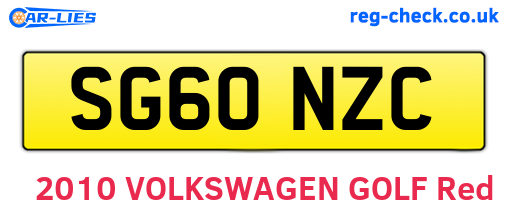SG60NZC are the vehicle registration plates.
