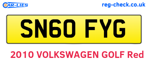 SN60FYG are the vehicle registration plates.