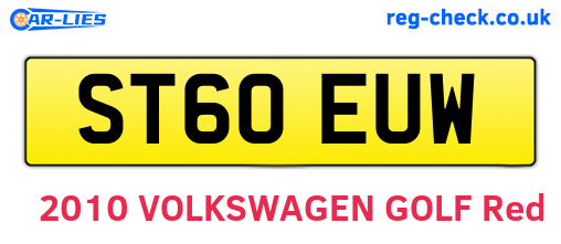 ST60EUW are the vehicle registration plates.